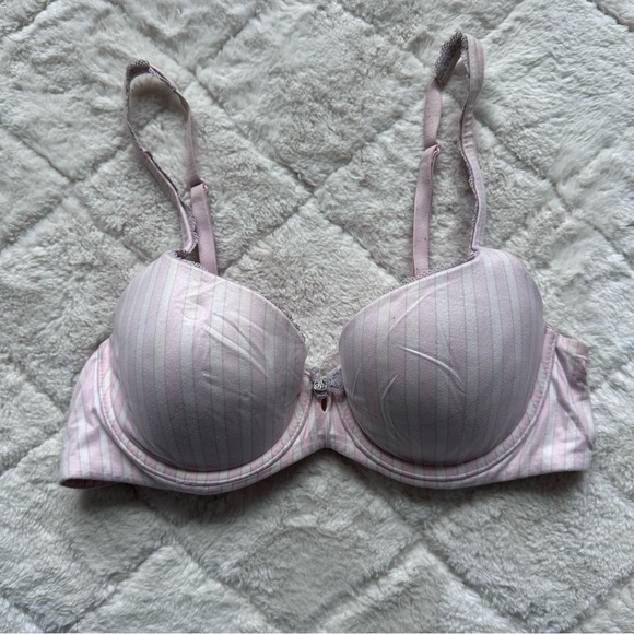 Victoria's Secret | Body By Victoria Pink & Cream Striped Lined Demi | Size 36B - Picture 2 of 10